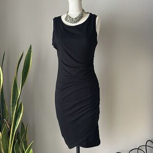 LEITH Solid Black Sleeveless Dress